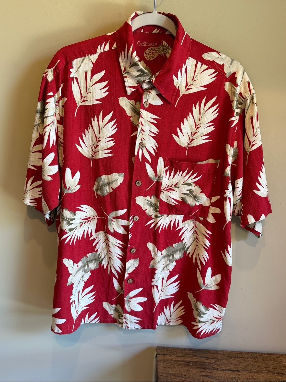 CARIBBEAN Silk Tropical Shirt Mens Large L Hawaiian